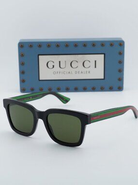 Gucci GG0001S 002 Men Square Sunglasses - Black / Green